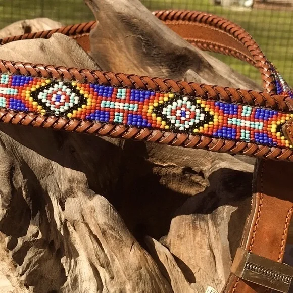 Vintage Sea Dream Leather Western Style Beaded Belt size 34 - Picture 6 of 13